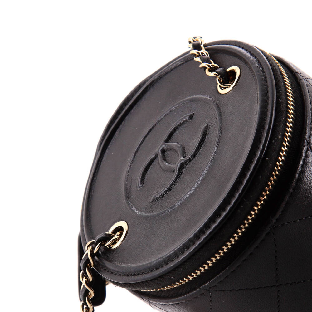 Chanel Cc Round Vanity Case With Chain #206781C16B - Picture 8 of 9
